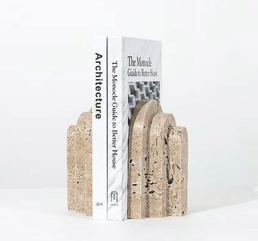 Sculptural Arch Travertine Bookends