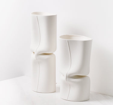 WhiteWave Irregular Ceramic Vase