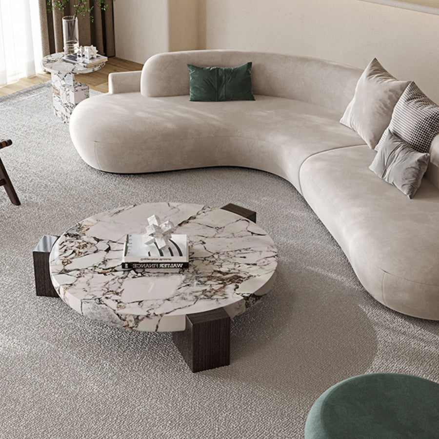 Matteo Round Marble Coffee Table in Calcatta Marble