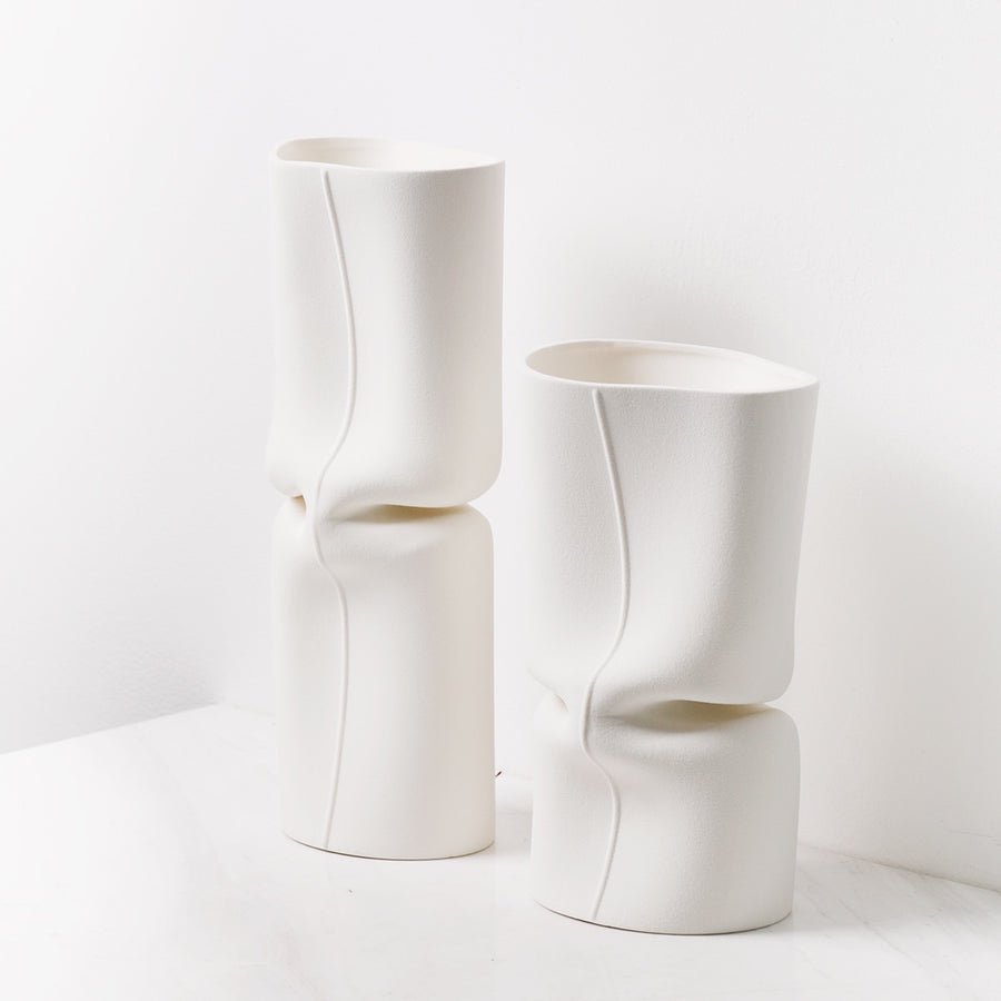 WhiteWave Irregular Ceramic Vase