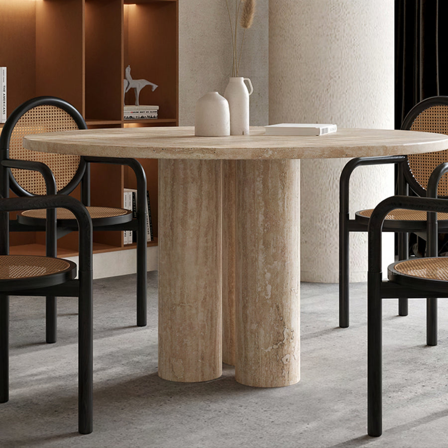 Florence Round Travertine/Marble Dining Table